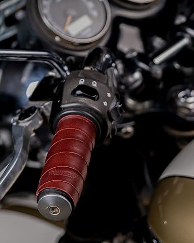 Miniatura 2 de Trip Machine Company Leather Motorcycle Grips Wrap Cherry Red