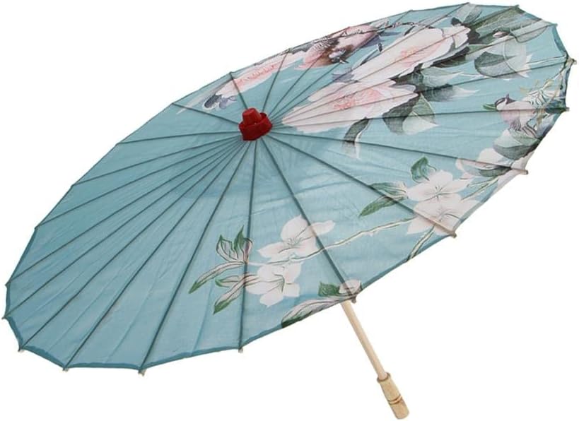 LOVIVER Silk Cloth Parasol (33-Inch, Peony) - Chinese Japanese Paper Umbrella - for Weddings and Personal Sun, Pattern A
