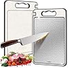 LUMAI Tábua de Corte para Cozinha Dupla Face Aço Inoxidável e PP, Superfície Higiênica para Carnes, Frutas e Vegetais, Afiador Integrado, Canaletas Antirrespingo, Base Antiderrapante e Alça Ergonômica