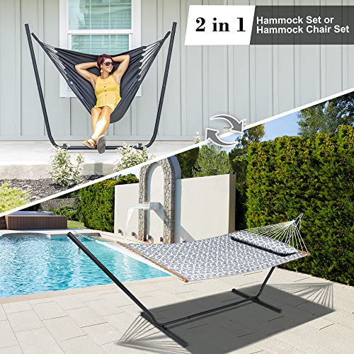 Suncreat 2-In-1 Hammock Swing Chairs With Stand, Heavy Duty Two Person Hammock With Stand, Patent Pending, Dark Gray #TOP1