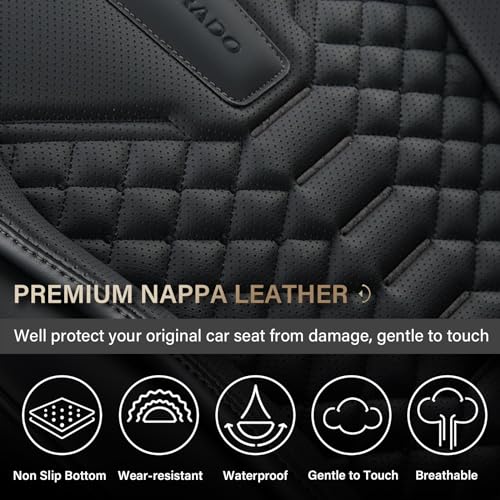 Image of Coverado Car Seat Cover, Front Seat Cover, 2 Pack Universal Seat Covers for Cars, Breathable Nappa Leather Seat Cover, Waterproof Car Seat Protectors, Automotive Seat Covers Fit for Most Cars Black