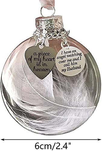 Cmeilau Clear Christmas Memorial Ornament Feather Ball, A Piece of My Heart is in Heaven - Image 4