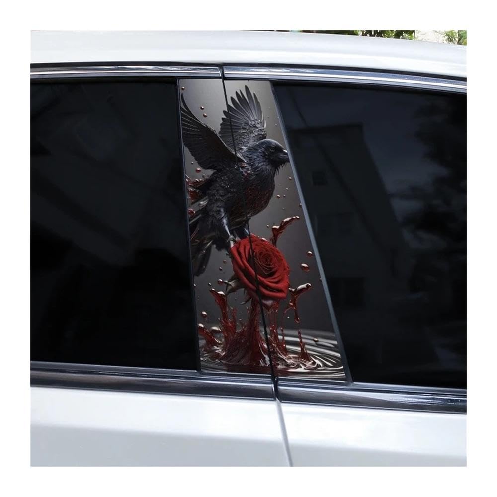 Bertdcx D Crow Car Stickers Iy Pillar Vinyl Cover Scratches Oor Pillar Auto Parts(D)