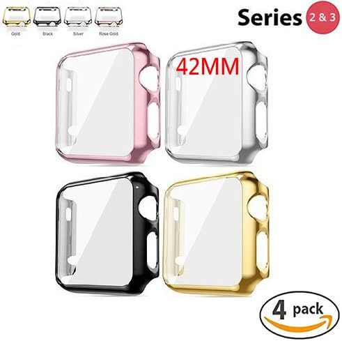 VICO 42mm Apple Watch Case Series 3/2, Protective Case Bumper for iWatch of Snap on Face Cover Full Coverage Screen Protector of Thin Plated Case PC for Sport/Edition 2017 & 2016 – 4 Colors Pack