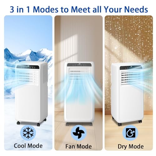 Image of 8,000 BTU Portable Air Conditioner, 3-in-1 Free Standing AC Unit with Cool, Dehumidifier & Fan Modes for Room up to 400 sq.ft, 2 Speeds with Remote Control, 24H Timer, Including Window Kit