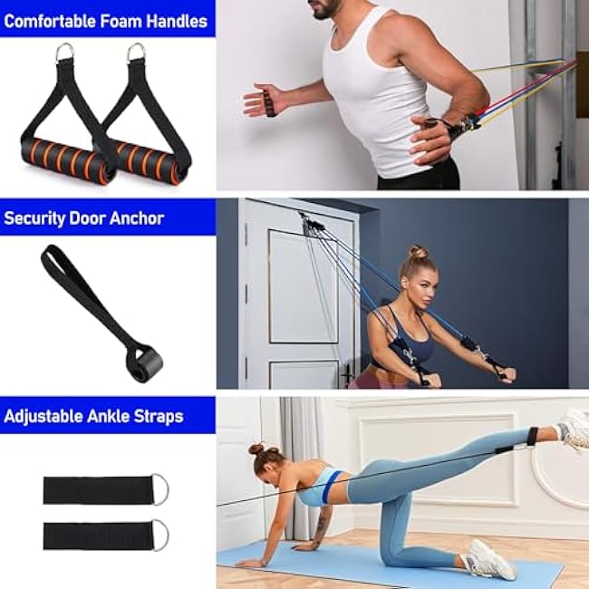 TOBWOLF Resistance Bands Wall Anchor, Heavy Duty Resistance Band Wall Mount System for Gym, Space Saver Aluminum Wall-Mounted Anchor Fitness System for at Home Fitness Workout, Clinic, Physical Rehab