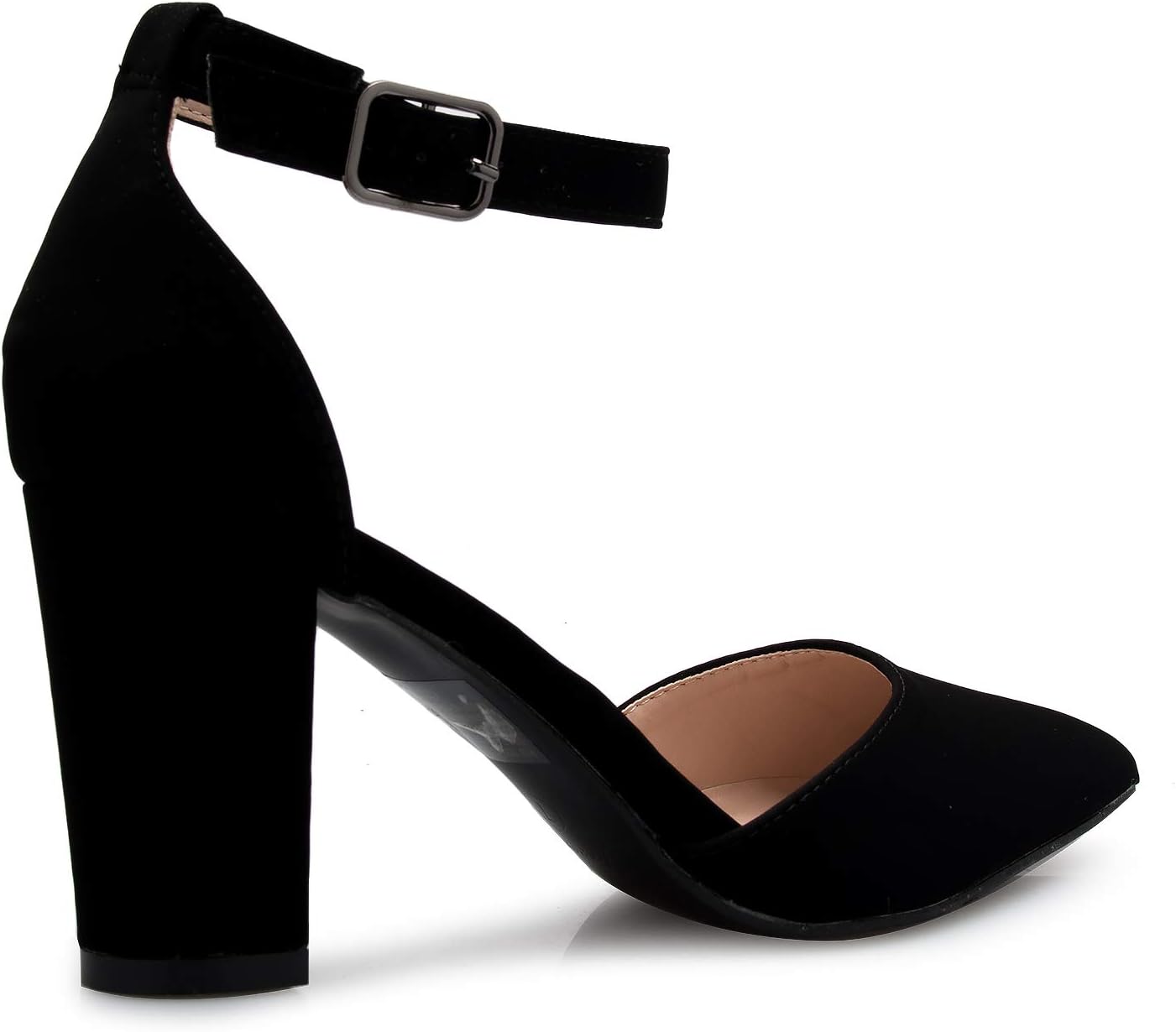Olivia K Women's Sexy D'Orsay Ankle Strap Pointed Toe Block Heel Pump - Classic, Comfortable - Image 3