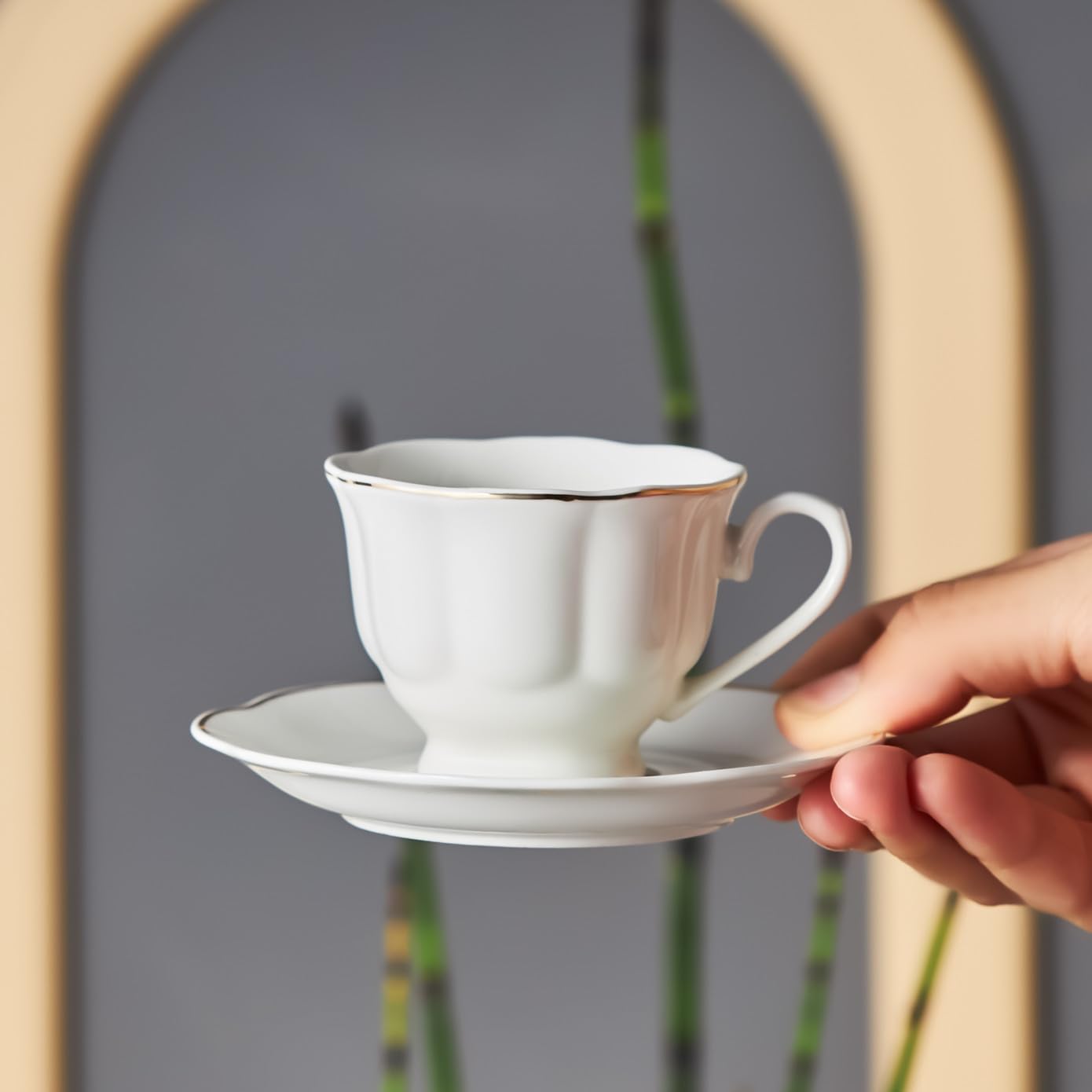KARACA Çan Turkish Coffee Cup Set for 6 People, 12 Piece White Cups with Saucers, Small Porcelain Espresso Set - Image 4