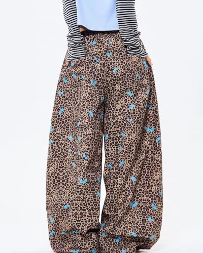 Y2k Unisex Vintage Leopard Star Print Grunge Baggy Wide Leg Pants Hiphop Streetwear Harajuku Oversize Casual Trousers3