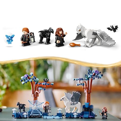 Harry Potter Foresta Proibita: Creature Magiche, Set con Animali Giocattolo Fantasy, Gioco per Bambini e Bambine da 8 Anni in su con 2 Minifigure, Fierobecco e Thestral, Idea Regalo 76432 - Lego - Immagine 4