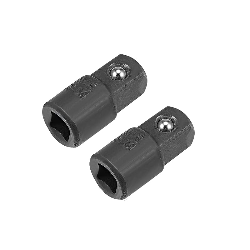 Adaptador de Soquete uxcell 1/4 pol. F para 3/8 pol. M em Aço Cromo-Vanádio Preto, Kit com 2 peças