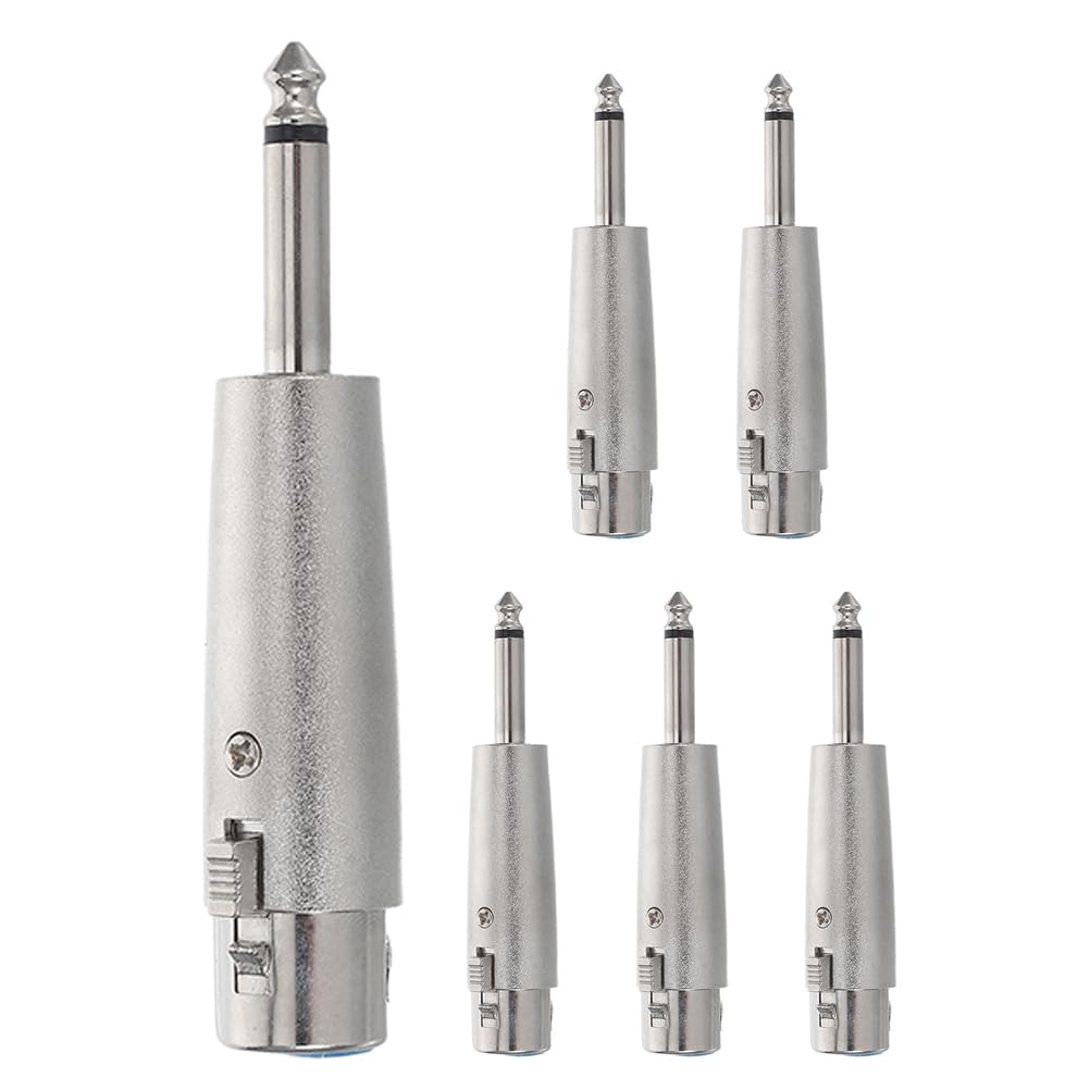 Zynphancer XLRアダプター 6.35mmオス–XLRメス 6個セット ミキサー接続用 アナログオーディオコンバーター、ライブパフォーマンスおよびレコーディング向け