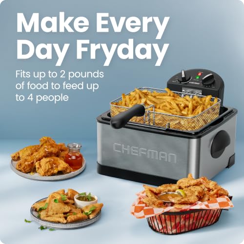 Chefman 4.5 Liter Deep Fryer w/Basket Strainer, XL Jumbo Size, Adjustable Temperature & Timer, Perfect for Fried Chicken, Shrimp, French Fries, Chips & More, Removable Oil-Container, Stainless Steel - image 5