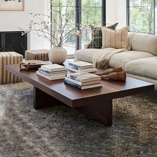 Best Finish for Pine Coffee Table: Top Durable and Stylish Options 4 TKKUPLG Solid Wood Coffee Table, Farmhouse Square Center Table, 2” Thick Tabletop, Durable Natural Wood Grain, Living Room Table for Living Room & Office