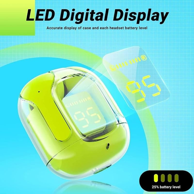 Image of AuFlex CY-T2 Crystal Transparent Wireless Earbuds Bluetooth 5.3 Air 31 Buds Charging Case Heavy Bass Stereo Earphones Noise Reduction Sports Headset (Black)