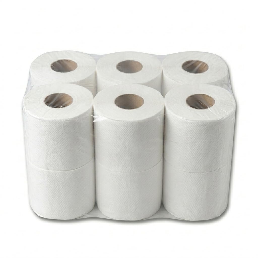 Pack 6 Bobinas Papel Secamanos Mecha Pasta Virgen 2 Capas 464 Servicios 116 m Gofrado Mandril 76 mm Papel Industrial para Baños Cocinas Hostelería Oficinas y Centros Sanitarios