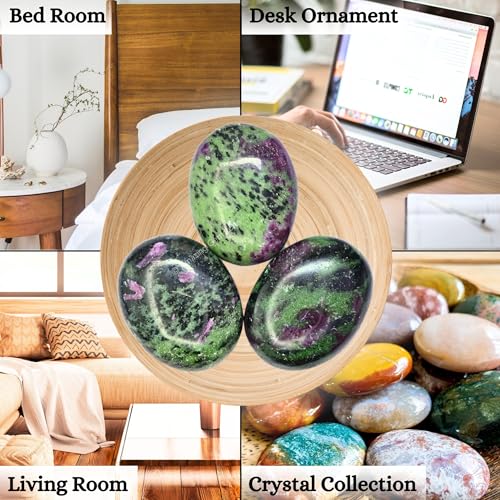Image of Amazing Gemstone Ruby Zoisite Crystals and Healing Stones - Large Palm Stone Crystals Piedra - Crystal for Good Luck, Balanced Positive Energy, Meditation - Unique Stocking Stuffers