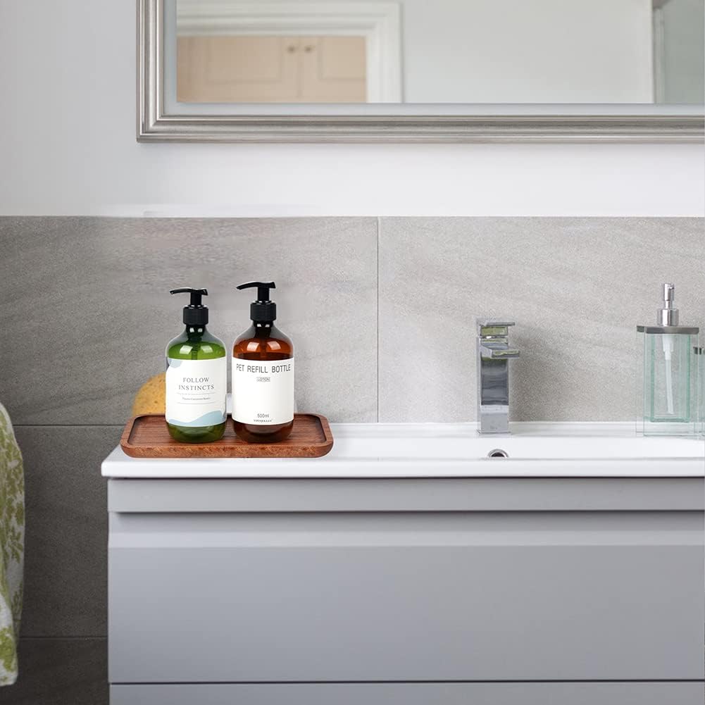 9.84in Wooden Vanity Tray, Bathroom Tray Countertop Organizer Tray for Candle Perfume Soap Dispenser Jewelry Keys - Image 3