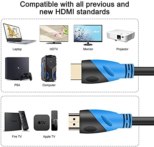 Image of 8K HDMI Cable 5FT 2Pack (HDMI 2.1,48Gbps) Ultra High Speed Gold Plated Connectors,Ethernet HDMI Cord, 8K@60HZ 4K@120HZ 2K 1080P 3D ARC Compatible with UHD TV Monitor Laptop Xbox PS4 /PS5 ect