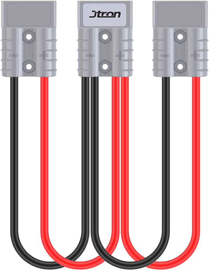 Jtron DC500V 50A Jumper Battery Cables Battery Connector Quick Connect 10Awg for Car Van Motorcycle RV Station Wagon Trailer (Battery Quick Connect -1 to 2)