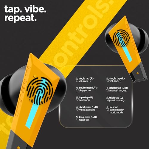 Image of Nu Republic Transform-X with X-Bass, ENC Technology, 60 Hrs Playtime, TWS with Mic and Hall Sensor, Fast Charge, Dual Mode TWS Earbuds - Yellow