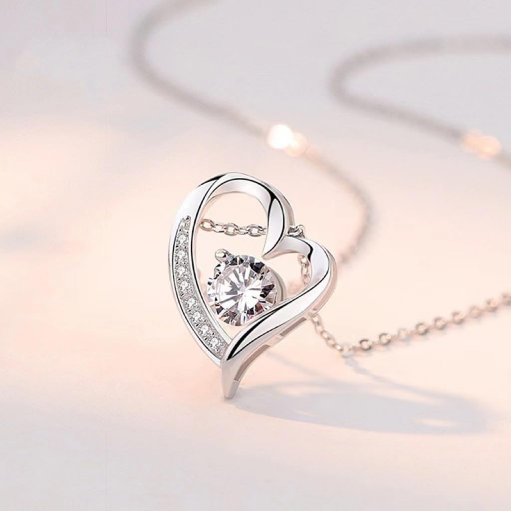 An meine Tochter Herz Kette von Mama oder Papa Doppelherz Halskette mit Zirkonia und persönlicher Karte mit Geschenk-Box zum Geburtstag Weihnachten