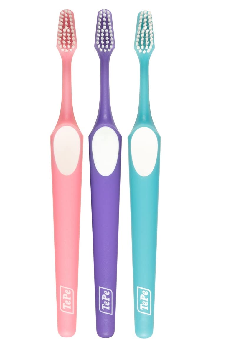 Tepe Supreme Soft Toothbrush Pack Of 3| Easy-Grip Handle|Uniquely Designed Two-Level Bristles.
