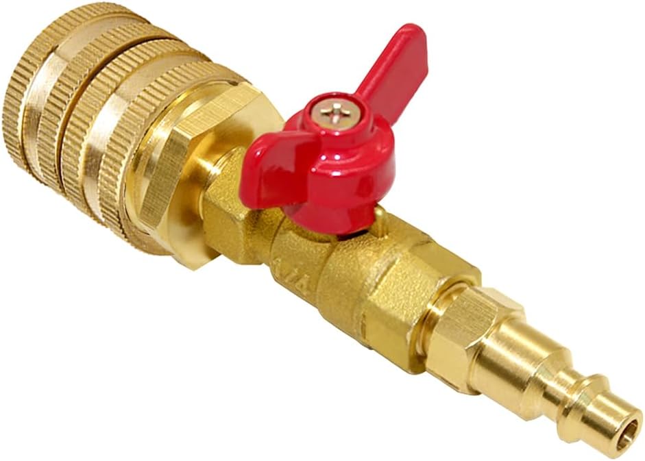 Joywayus Brass Winterize Blowout Adapter Kit 1/4" Male Quick Connect to 3/4" Male GHT Thread with Ball Valve and 3/4" GHT Female Fitting
