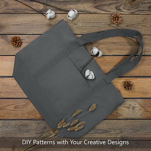 image for TOPDesign 1-Pack Canvas Tote Bag with an External Pocket, Reusable Gro
