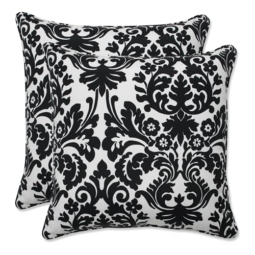 Pillow Perfect Damask Indoor/Outdoor Accent Throw Pillow, Plush Fill, Weather, and Fade Resistant, Large Throw - 18.5