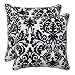 Pillow Perfect Decorative Black/Beige Damask Toss Pillows, Square, 2-Pack