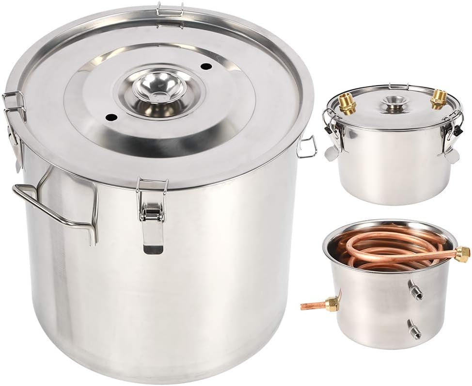 Multifunctional 3 Pot Distiller System Small Home Brew Wine Making Kit Water Distiller Boiler Making Equipment 20L((5 gallons) 20L)
