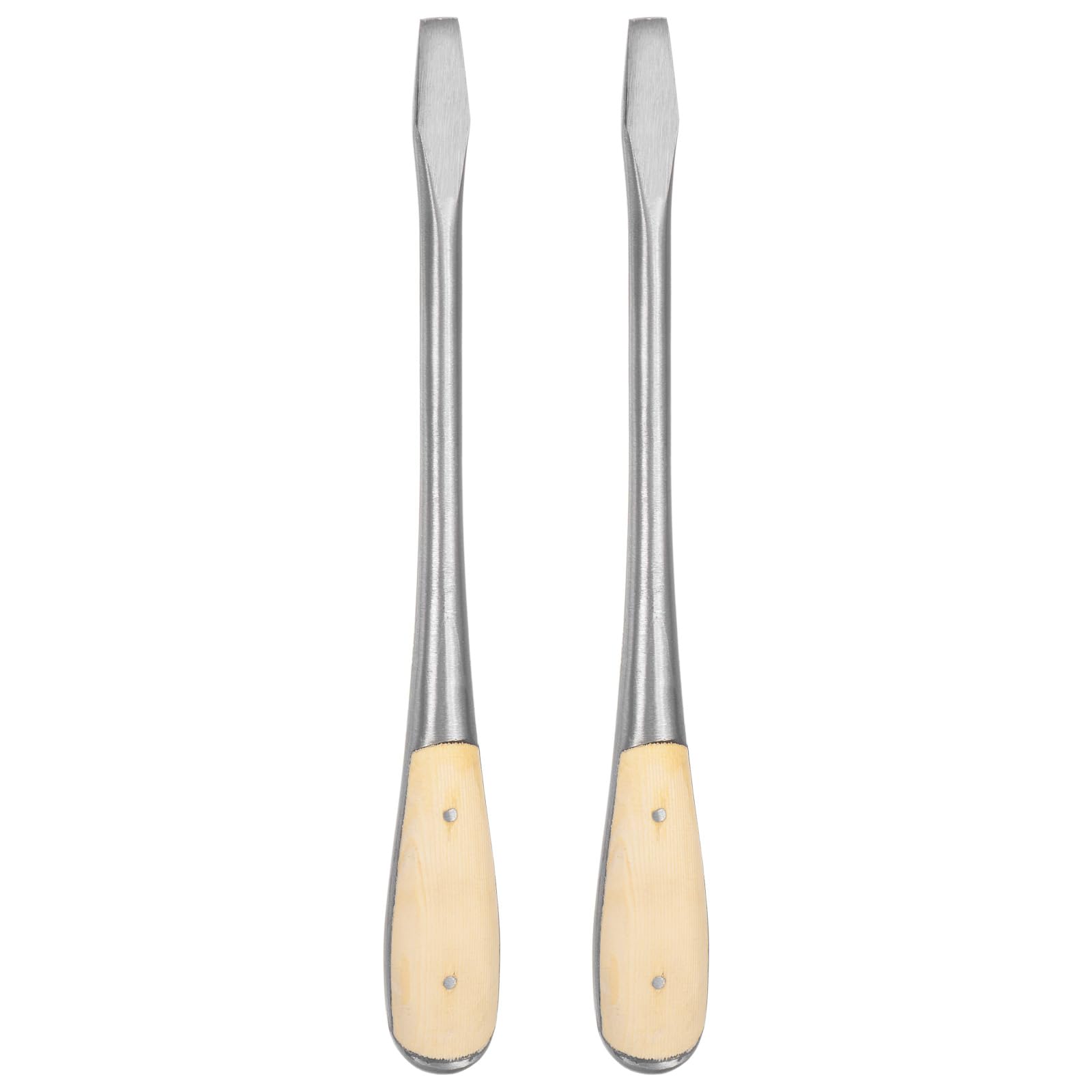 HARFINGTON 2pcs Slotted Screwdriver SL10 12" Carbon Steel Flat-Blade Screwdrivers with Wooden Handle for Fastening, Chiseling and Loosening