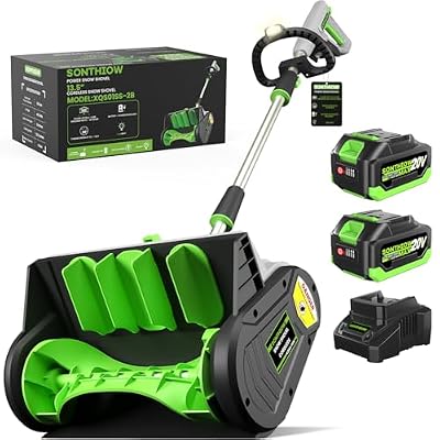 13.5" Electric Snow Blower, Brushless Cordless Snow Shovel with 2 Pack 4.0 Ah Battery and Charger, Battery Powered Electric Snow Shovel for Driveway,Steps, Patio, Sidewalk Snow Removal