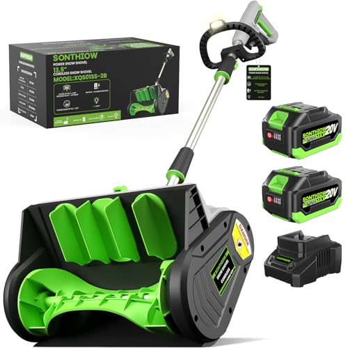 Cordless Snow Shovel, | 13.5-Inch | 2X 4.0Ah High Power Brushed Snow Blower, Battery-Powered Snow Blower for Patio, Deck, Driveway (2 * 20v Battery & Quick Charger Included)