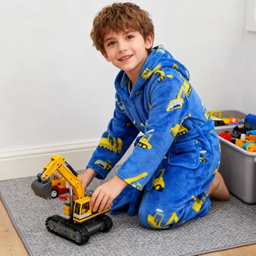 Image of Kids Bathrobe Hooded Plush Fleece Robe for Girls Boys