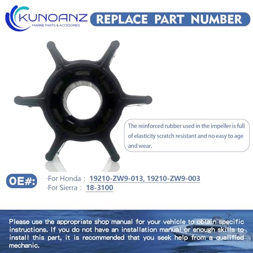 19210-ZW9-013 19210-ZW9-003 Water Pump Impeller For Honda 8 9.9 HP 8HP 9.9HP 4 Stroke Outboard Sierra 18-3100 BF8D BFP8D BF9.9 BFP9.9