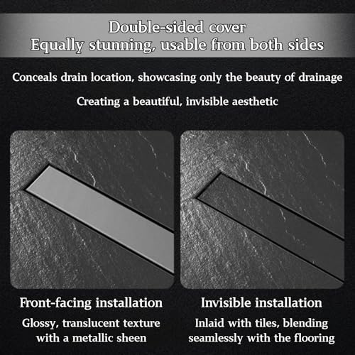 Cubierta de desagüe de ducha lineal de 120 cm, 10 cm de ancho, acero inoxidable 304 cepillado rectangular con rejilla para azulejos, ideal para uso en baño y balcón