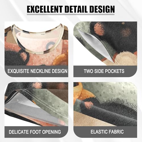 Pajama Short Sets Cute Bears in Cups Soft Cotton Summer Sleepwear 2 Piece PJS Size 5-14T3