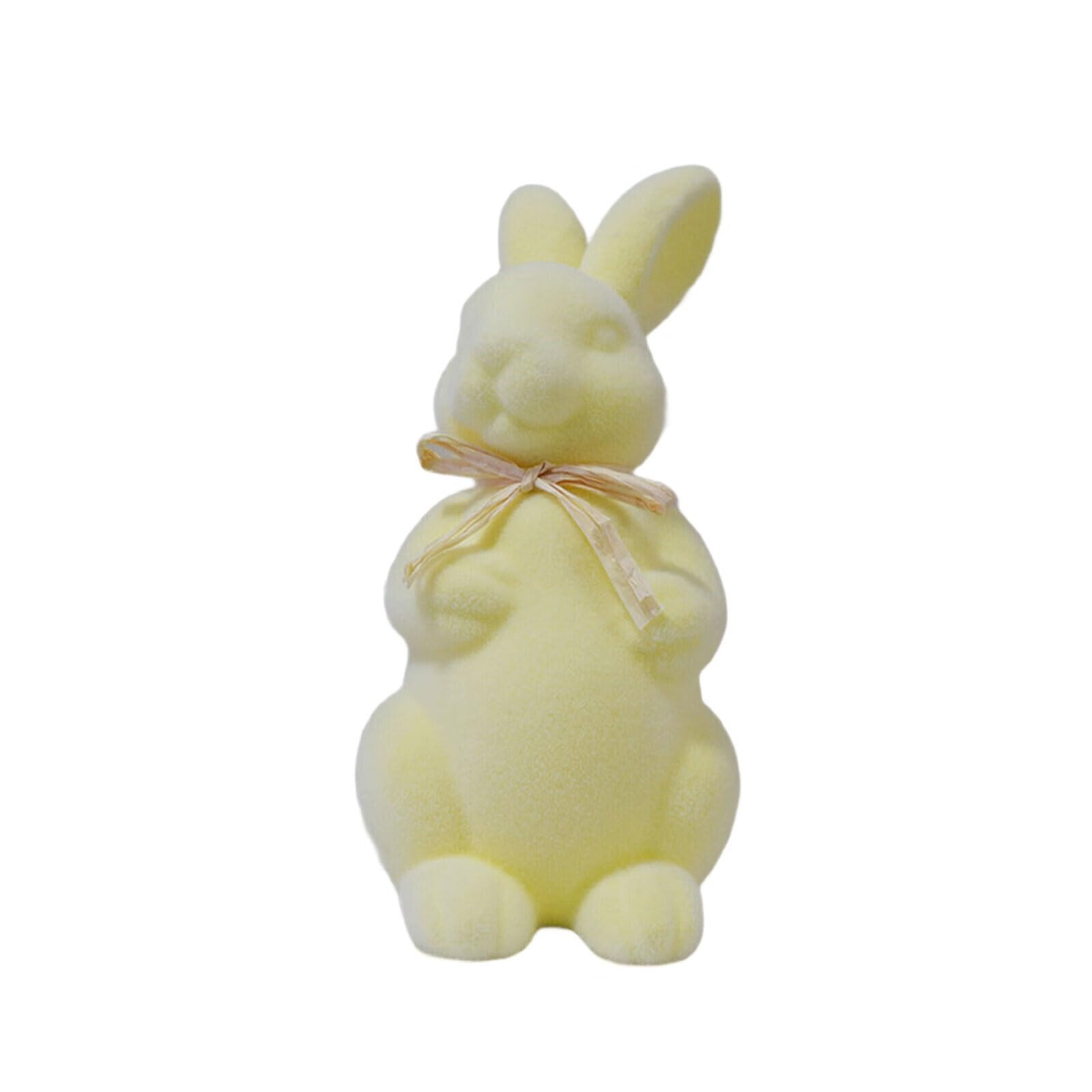 Hsioluted Bunnies Figurine Flannel Animal Ornament for Holiday and Home Decoration and Spring Table Display Statue Plushie Bunnies Ornament