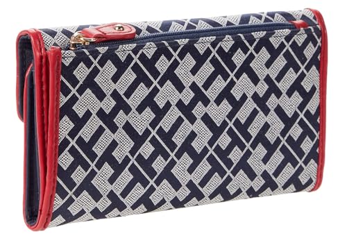 Tommy Hilfiger Women's Navy Logo Jacquard Checkbook Wallet Clutch Bag Navy/Red2