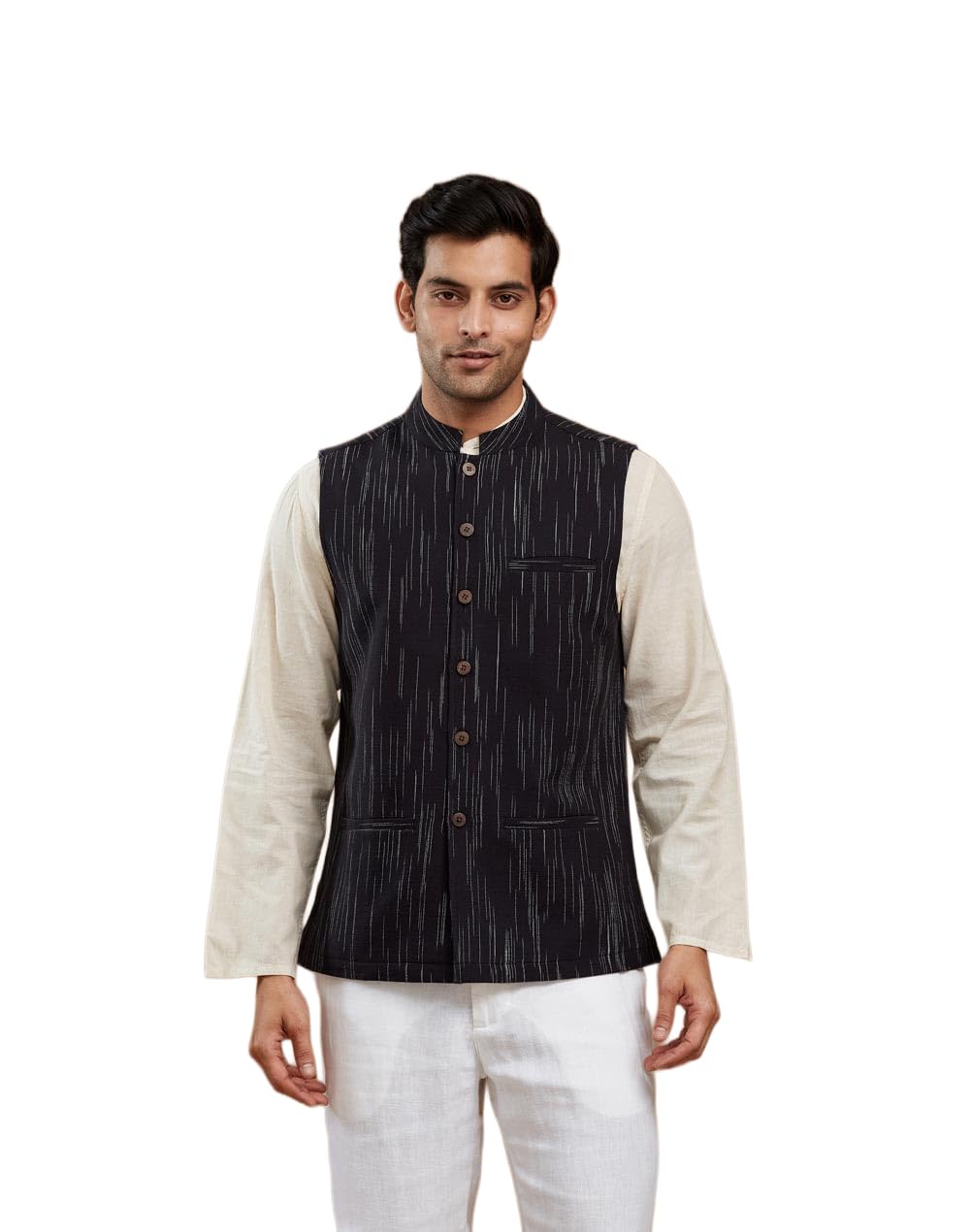 fabindia Black Cotton Nehru Jacket-picture-54
