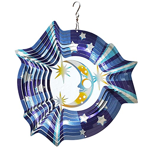Ljlifart Wind Spinner Moon And Star 12 Inches 3D Stainless Steel Mandala Decor Laser Cut Metal Art Geometric Pattern Hanging Wind Spinner Kinetic Yard Art Decorations Indoor/Outdoor Decor #TOP11