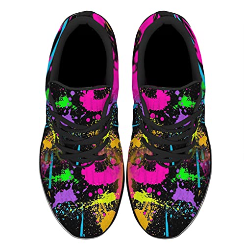 Sonzj-II Women Men Tennis Shoes,Athletic Fashion Neon Splatters with Paint Cool Sneaker for Girl,Boy,Gym,Walking,Hiking,Jogging,Running,Travel and More2