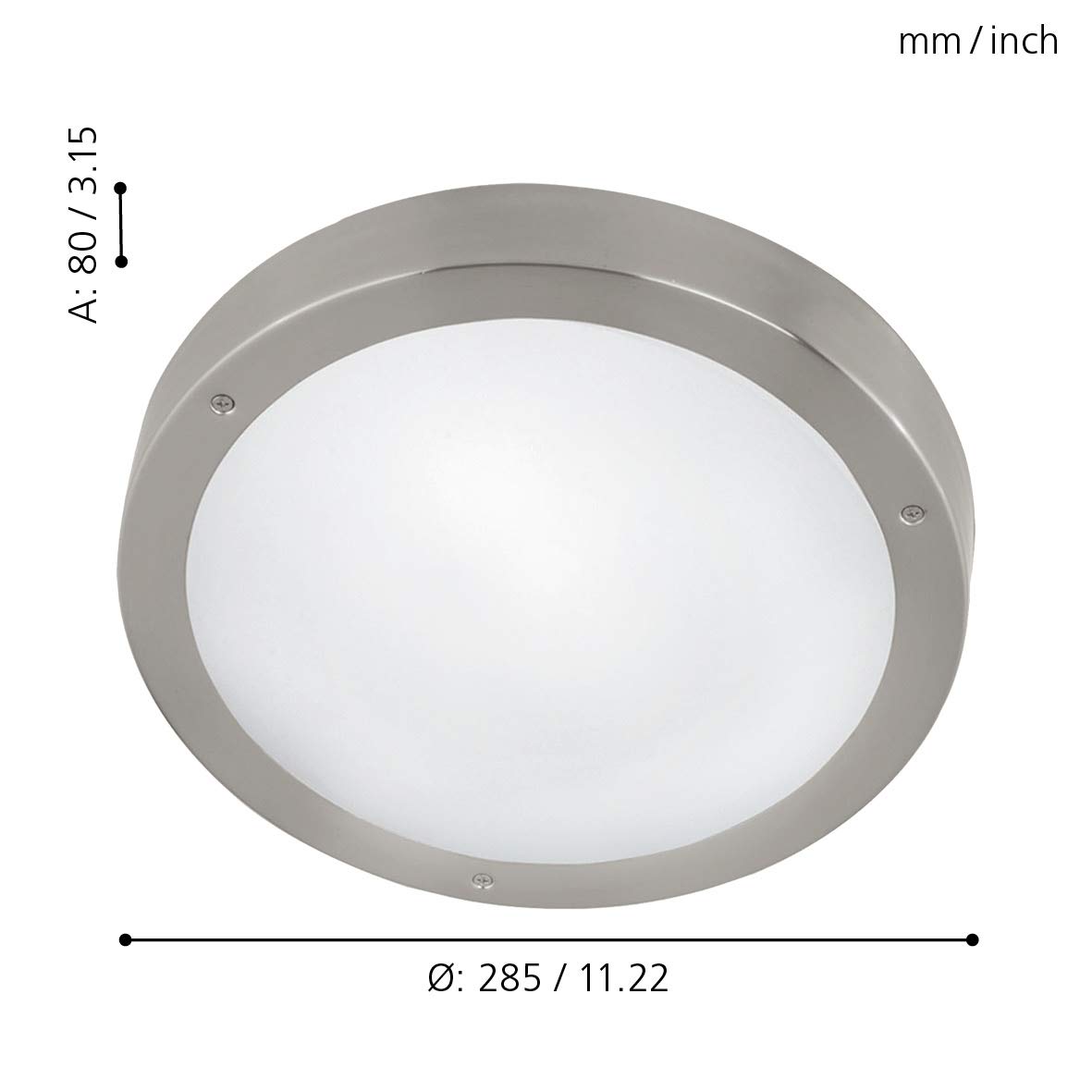 EGLO LED Außen-Deckenlampe Vento 1 | Außenleuchte für Wand und Decke, Deckenleuchte aus Edelstahl und Glas, Silber, weiß, IP44