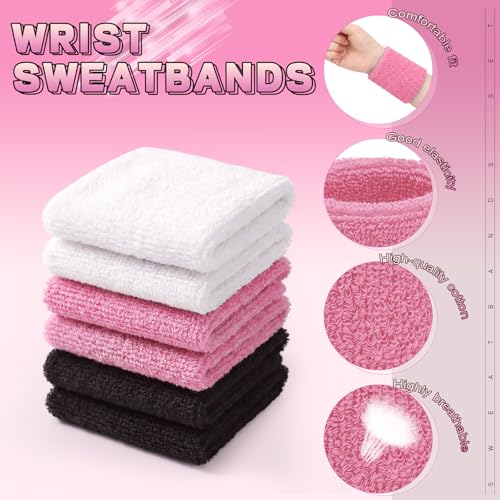 Image of Willbond Wrist Sweatbands, Sports Sweatbands for Competition, Sweat Absorbent, for Basketball, Tennis, Football, Running and Work (Pack of 6)