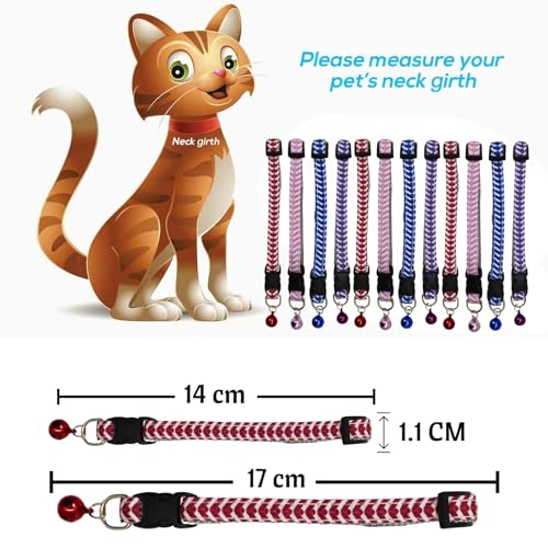 Image of Emily Pets Cat Collar with Bells - Breakaway for Cats, Boy & Girl Cat Collars Kitten Collar with Bell - Break Away Collar for Cats - Breakaway Cat Collar (Color May Vary, 1 Piece)