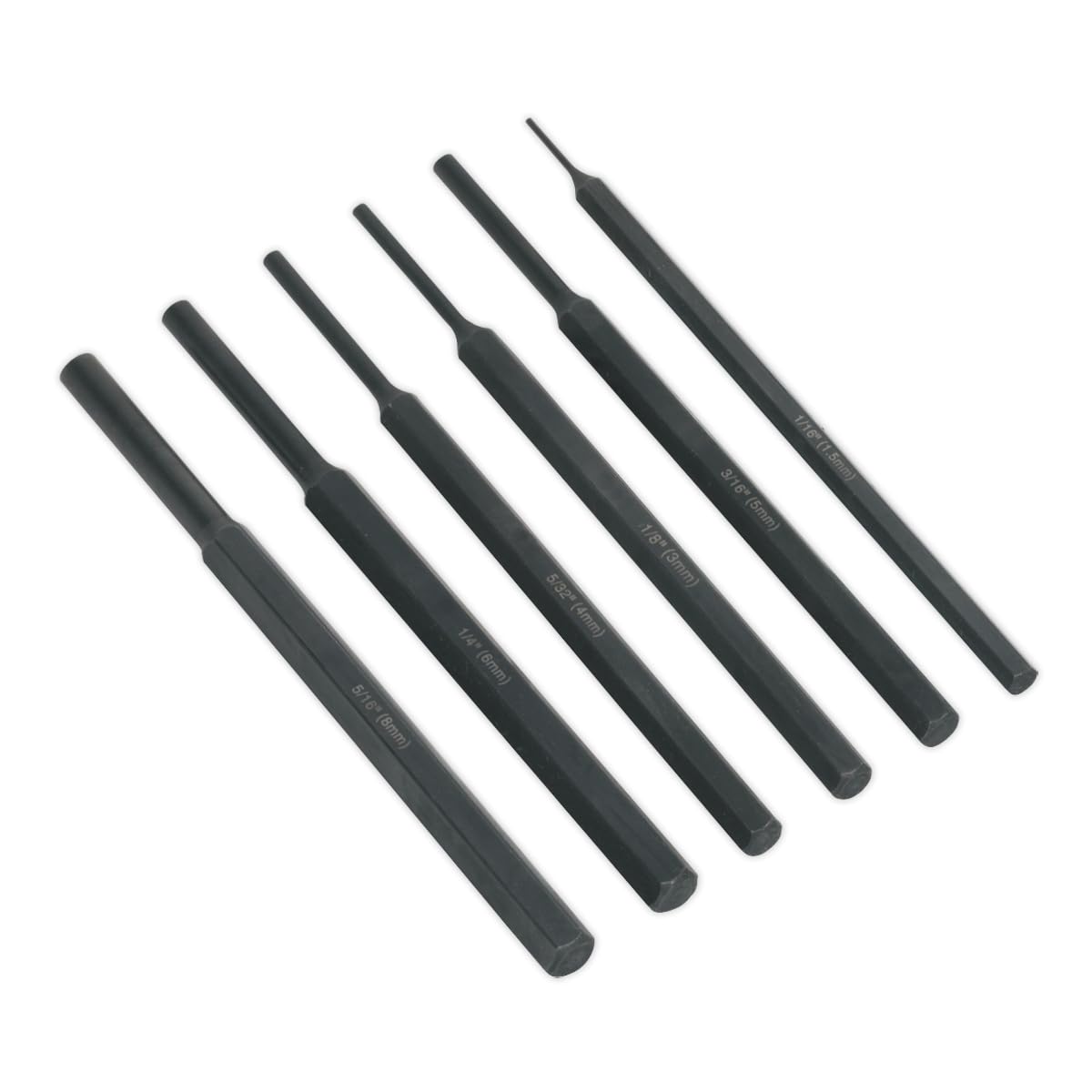Chasse-goupille parallèle SEALEY S0800 en lot de 6 pièces pour goupilles