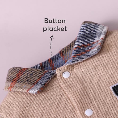 Image of Hopscotch Boys Full Sleeves Apricot Varsity Charm Plaid Bodysuit
