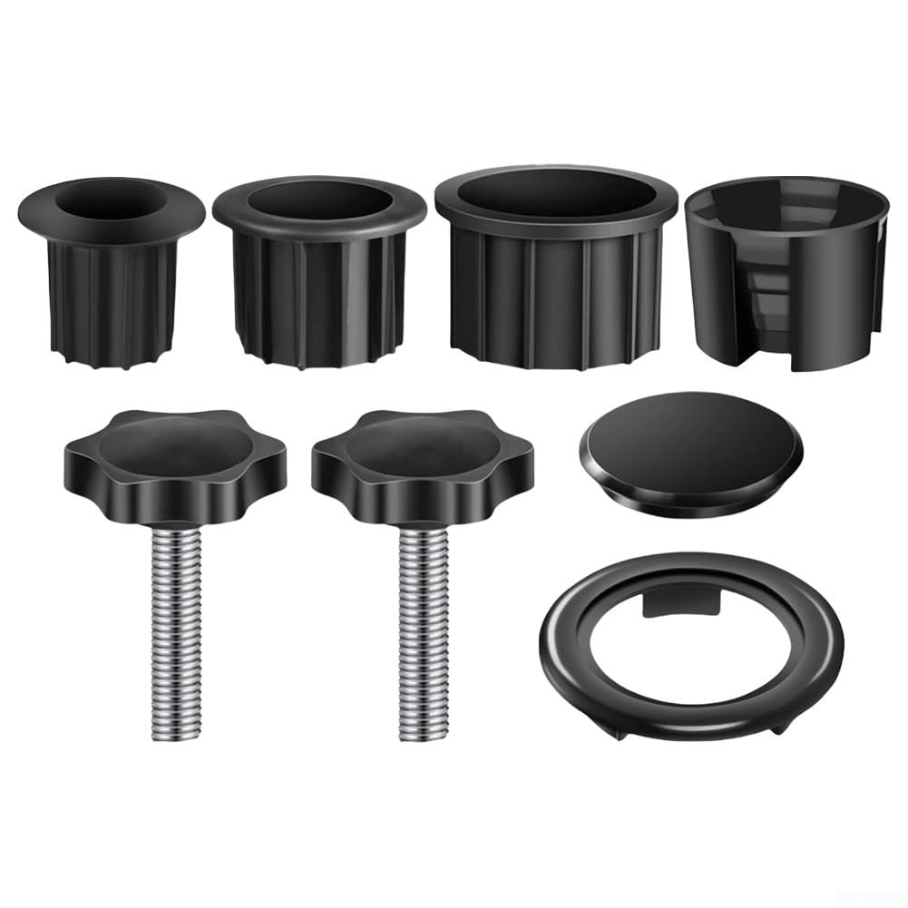 Plastic Sun Umbrella Base Bracket Kit Including 32mm 38mm 48mm Reducing Rings Pipe Sleeves M8 Screws and Hole Cover for Outdoor Terrace Parasol Stand Parts Black